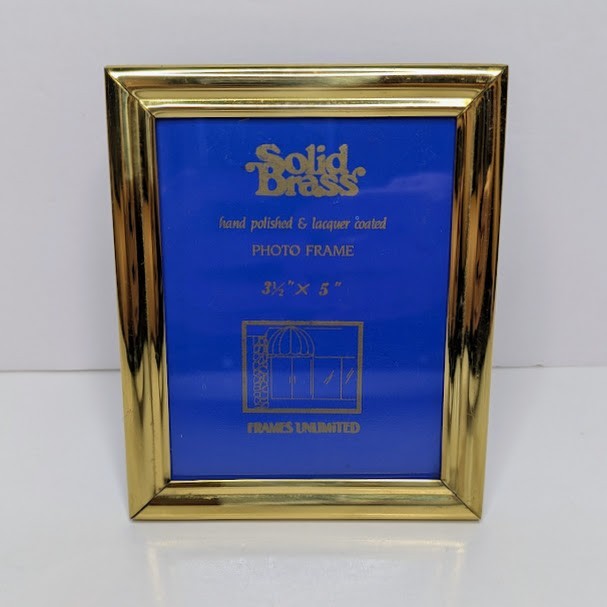 Vintage Frames Unlimited Solid Brass Picture Frame 3.5x5 Easel Gold Tone