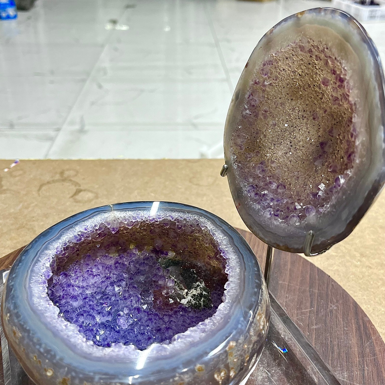 5.07LB  Natural amethyst Agate Treasure Basin Quartz Geode cluster Healing décor