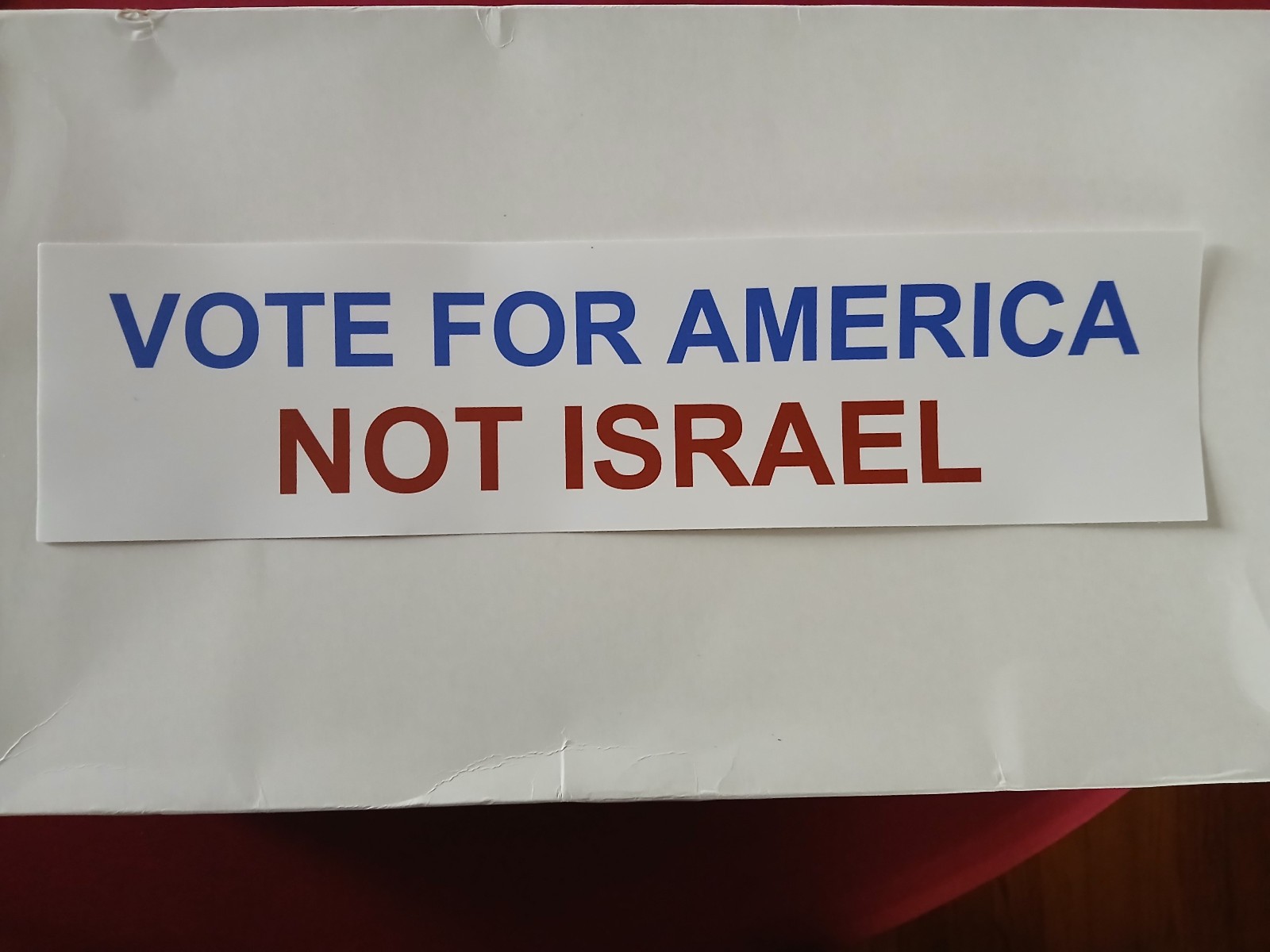 Vote for America not Israel political bumper sticker  (vinyl)