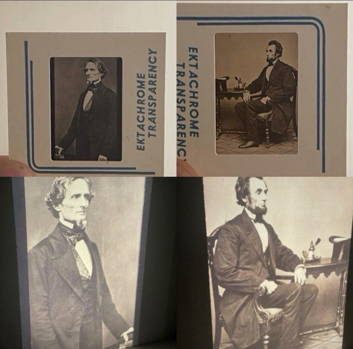 2x 35mm Slides, CIVIL WAR Ektachrom transparency Abraham Lincoln Portraits
