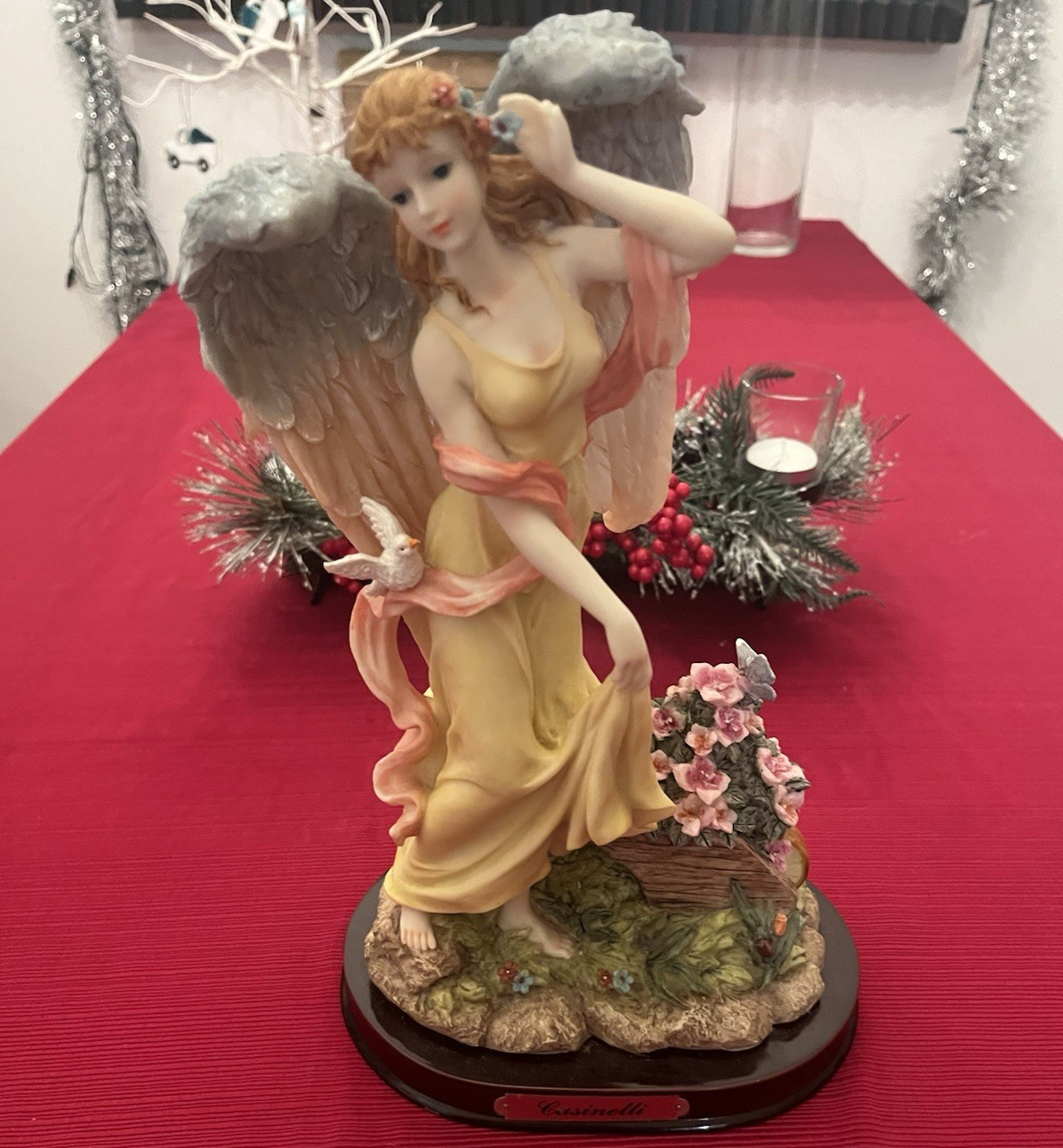 Casinelli Guardian Angel Resin Figurine Hand Painted Vintage 11 in 1990