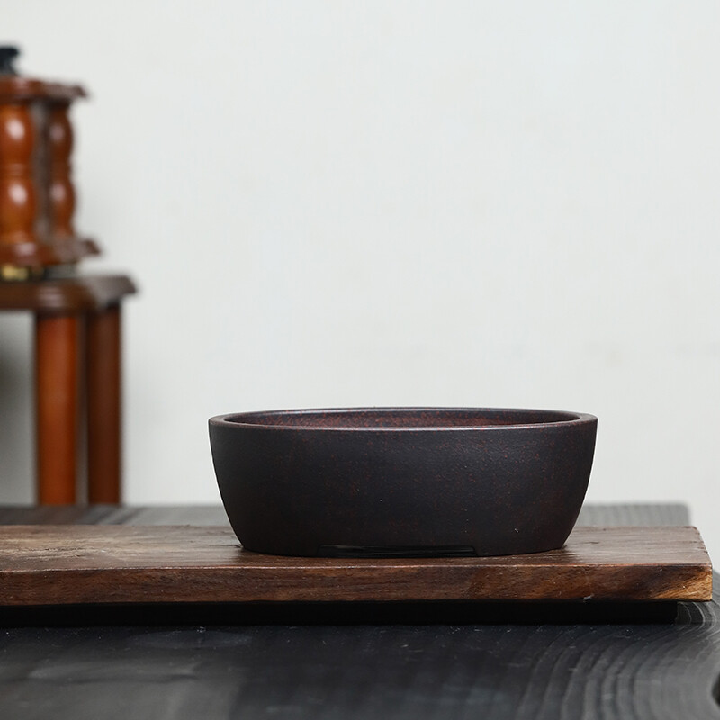 8.9in Chinese Classical Yixing Zisha Clay Natural Planter, Handmade Bonsai Decor