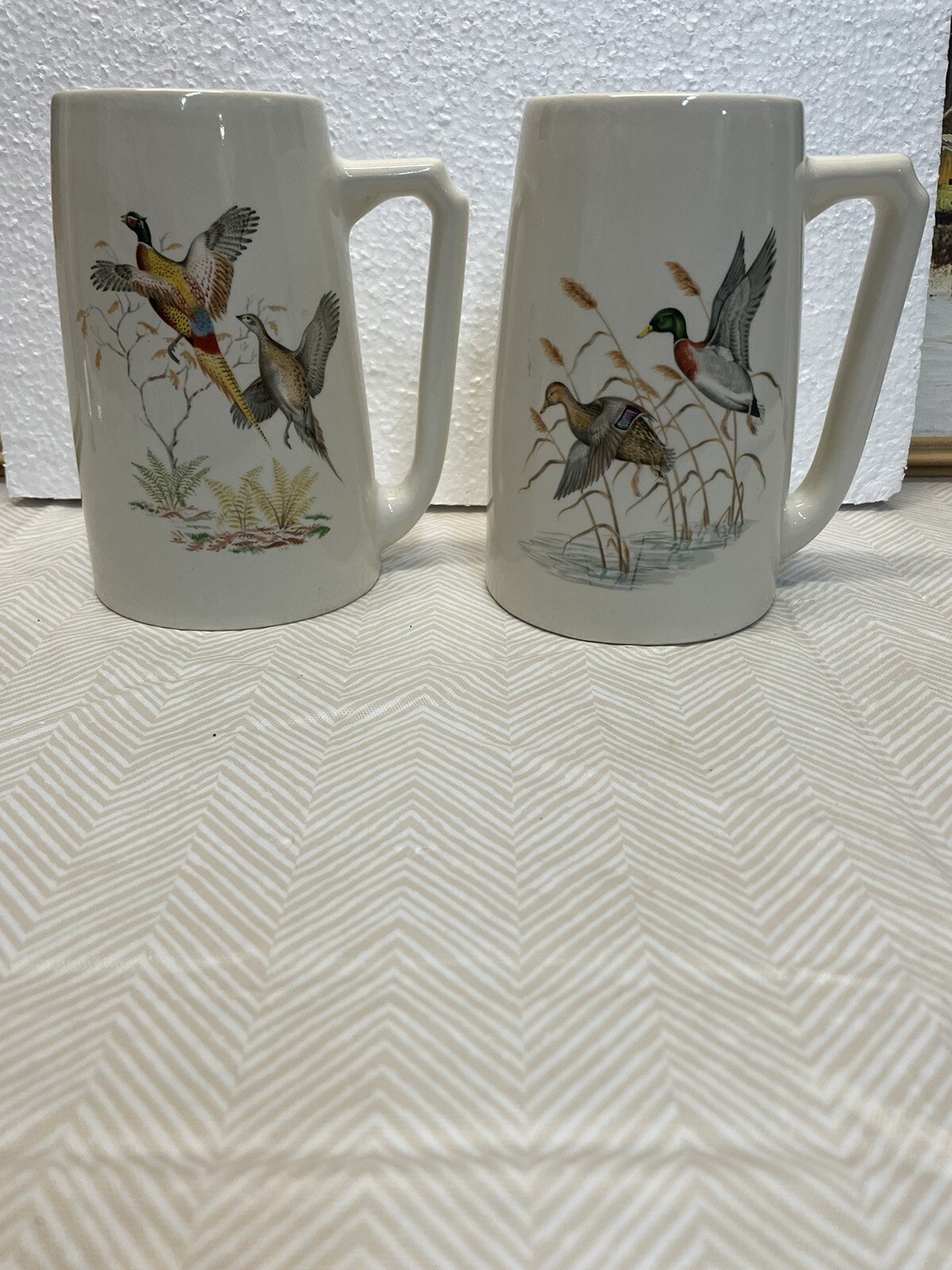 Vintage Hyalyn Pottery Duck & Pheasant Mugs Vintage Hyalyn Pottery Duck & Pheasant Mugs