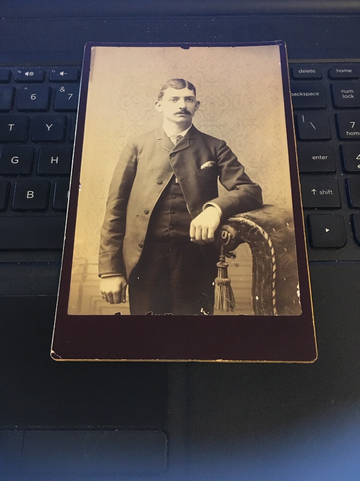 Antique Cabinet Card Photo -  Man in Suit, Standing Unspecified studio