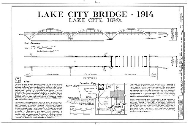 Lake City Iowa 1914 Lake City Bridge North Raccoon River HAER Drawing