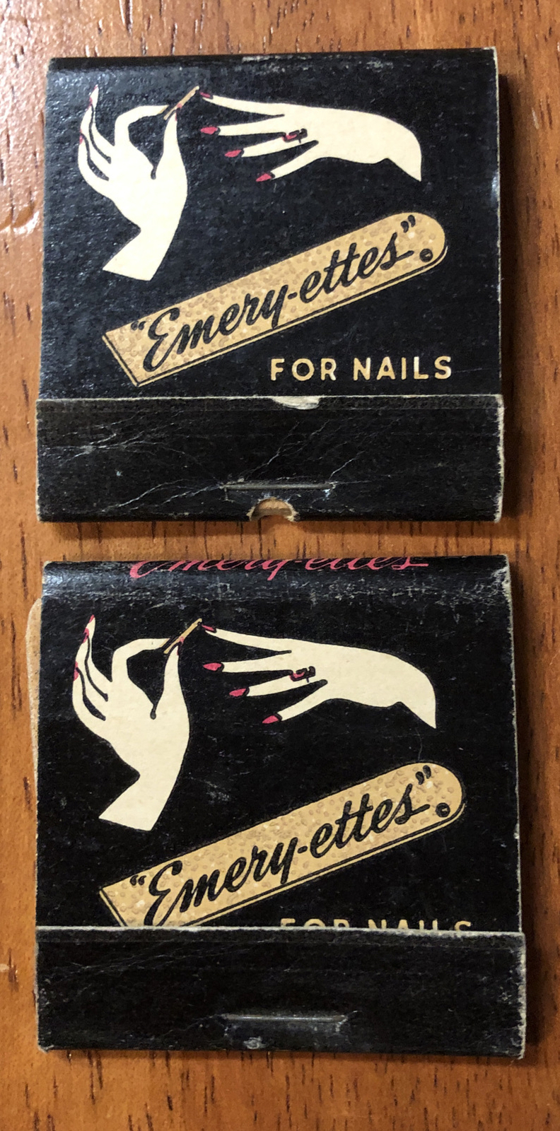 LOT OF 2 Vintage Emery-Ettes For Nails Match Book Style Emery Boards