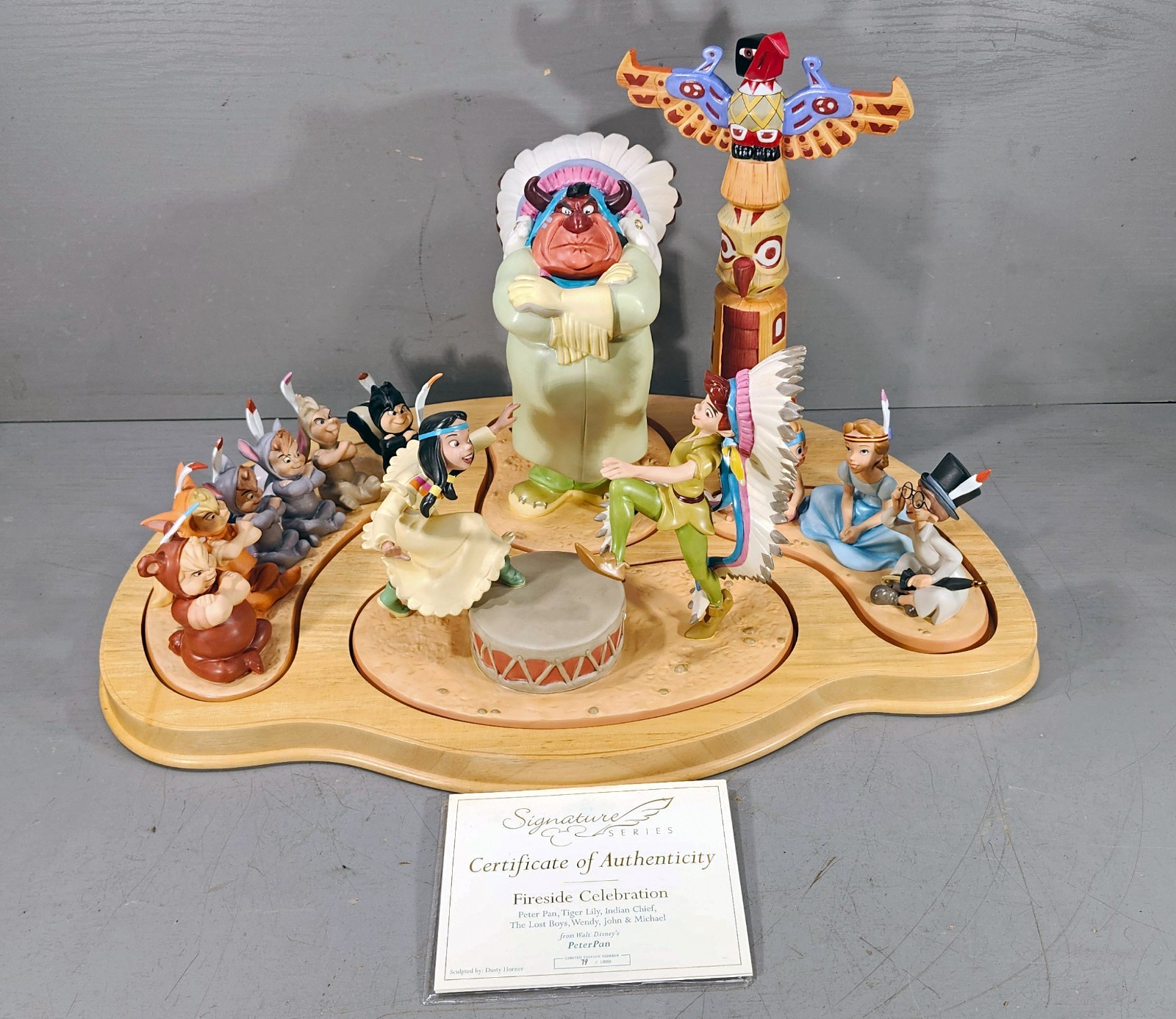 Disney WDCC Peter Pan Indian Campground “Fireside Celebration”  79/1000 w/ COA