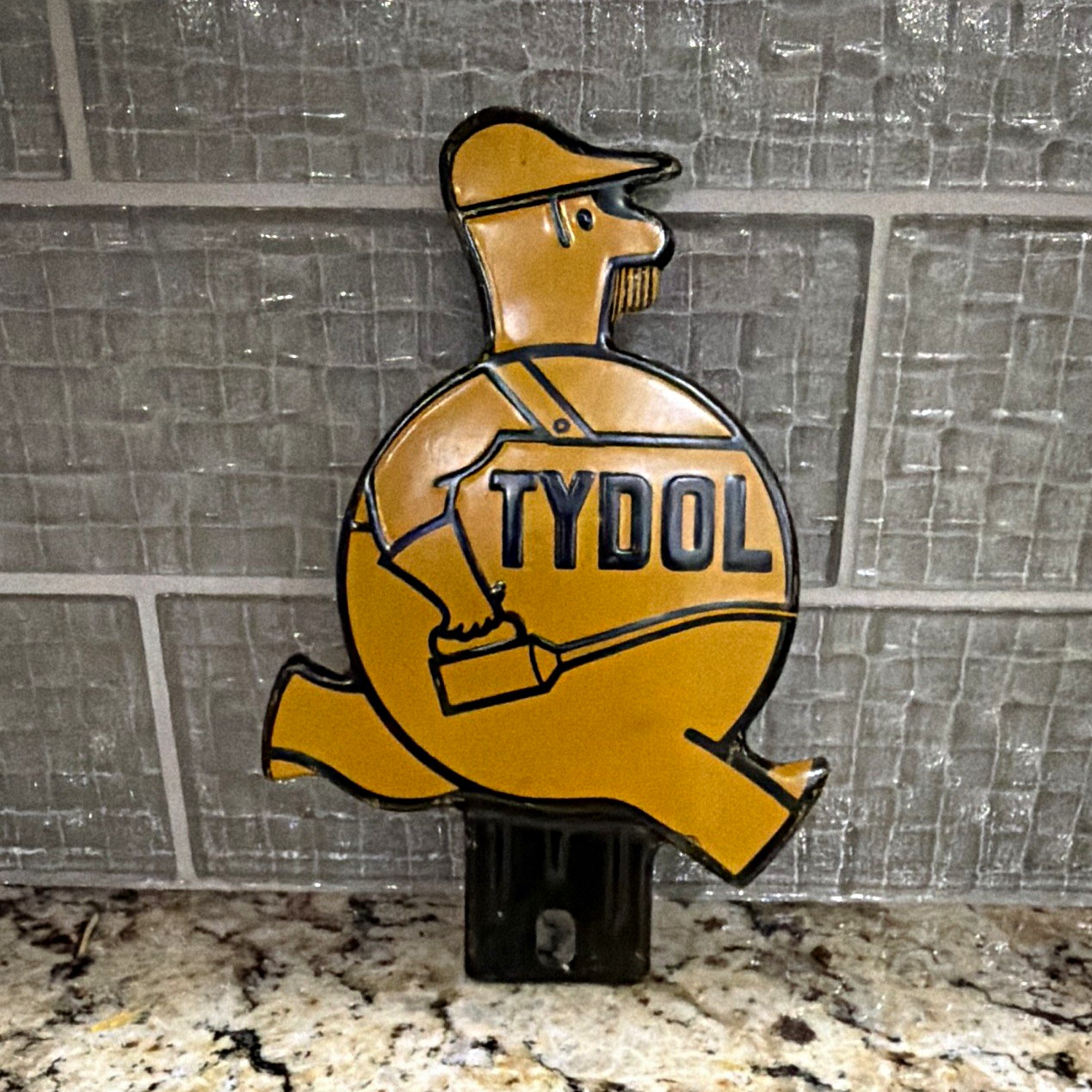 Vintage Tydol Gas & Oil Advertising Sign Yellow Black Collectible