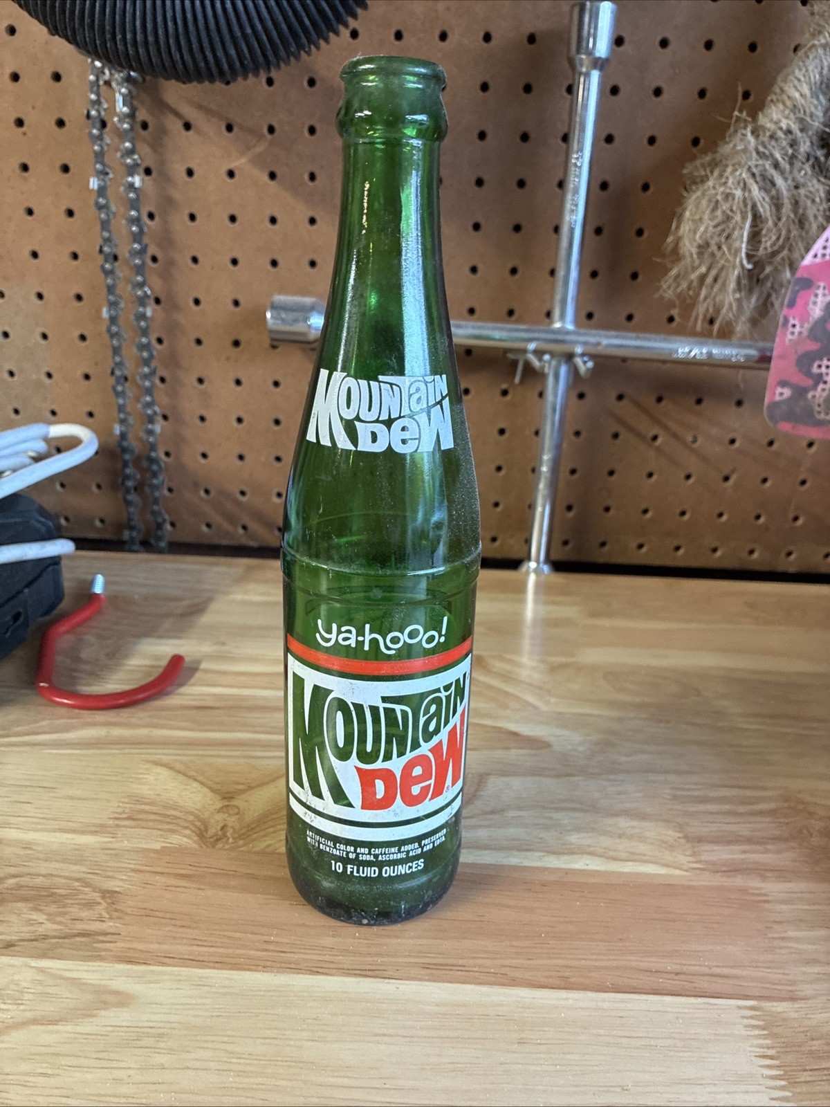 Vintage Ya-hooo Mountain Dew 10 oz Green Glass Bottle Soda Coke Pop Beverage