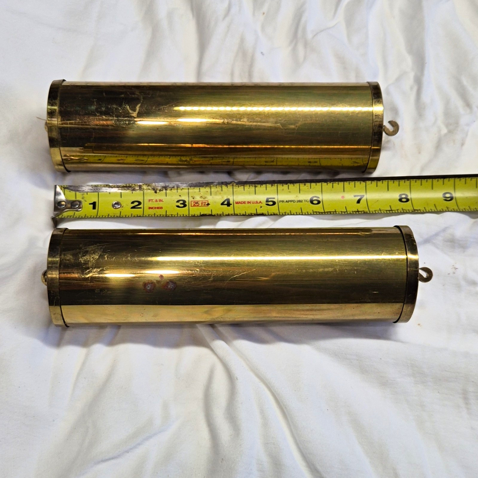 Two Complete Brass Clock Weights