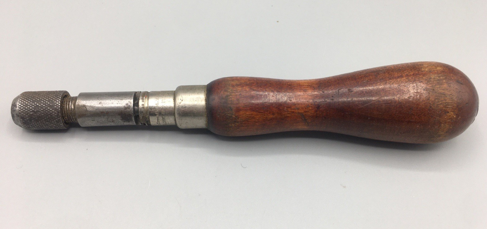 Goodell-Pratt Spiral Screwdriver / Push Drill Patent 1890-1891 Wood Handle Works