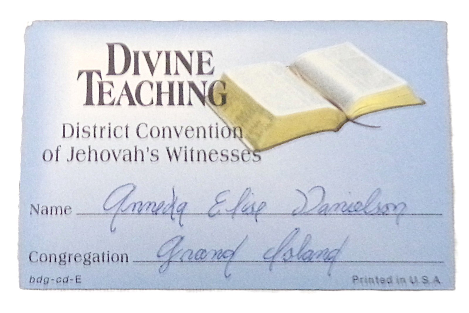 Lapel/Identification Card for the 1993 Convention of Jehovah\'s Witnesses