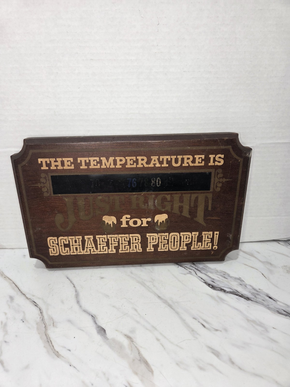 Vintage Schaefer Beer Temperature Thermometer Wooden Sign Bar Man Cave 60\'s Pub Vintage Schaefer Beer Temperature Thermometer Wooden Sign Bar Man Cave 60\'s Pub