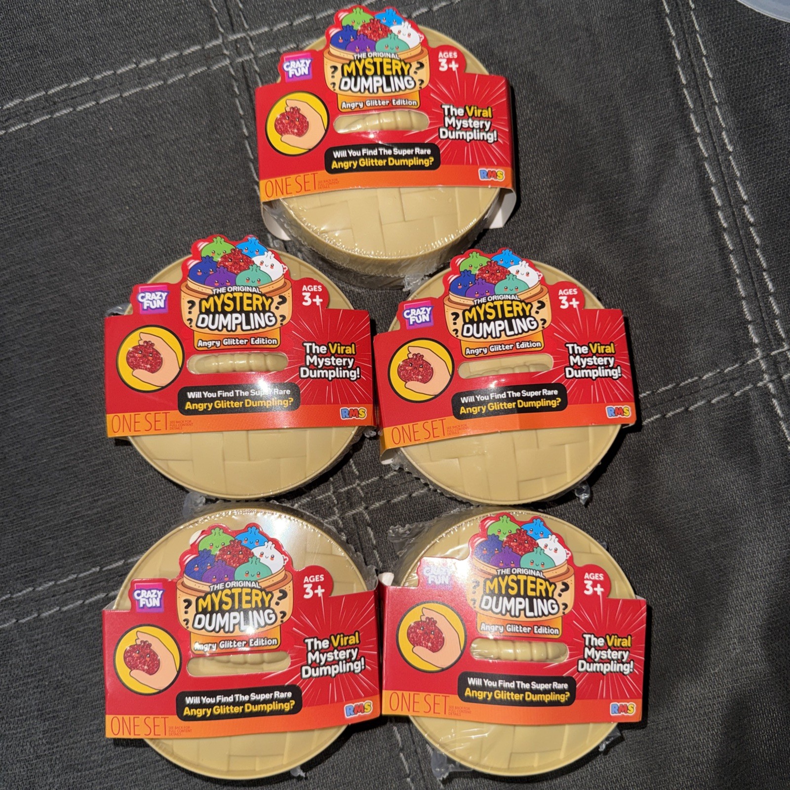 5 Authentic Five Below RMS Viral Squishy Mystery Dumplings ANGRY GLITTER Edition