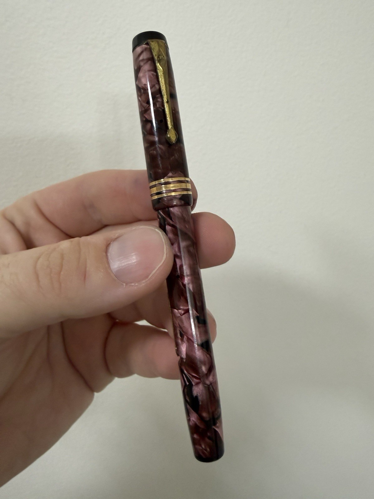 Gorgeous 1950s Conway Stewart 388 Rose Mauve Marble Gold Trim Fountain Pen 14ct Gorgeous 1950s Conway Stewart 388 Rose Mauve Marble Gold Trim Fountain Pen 14ct