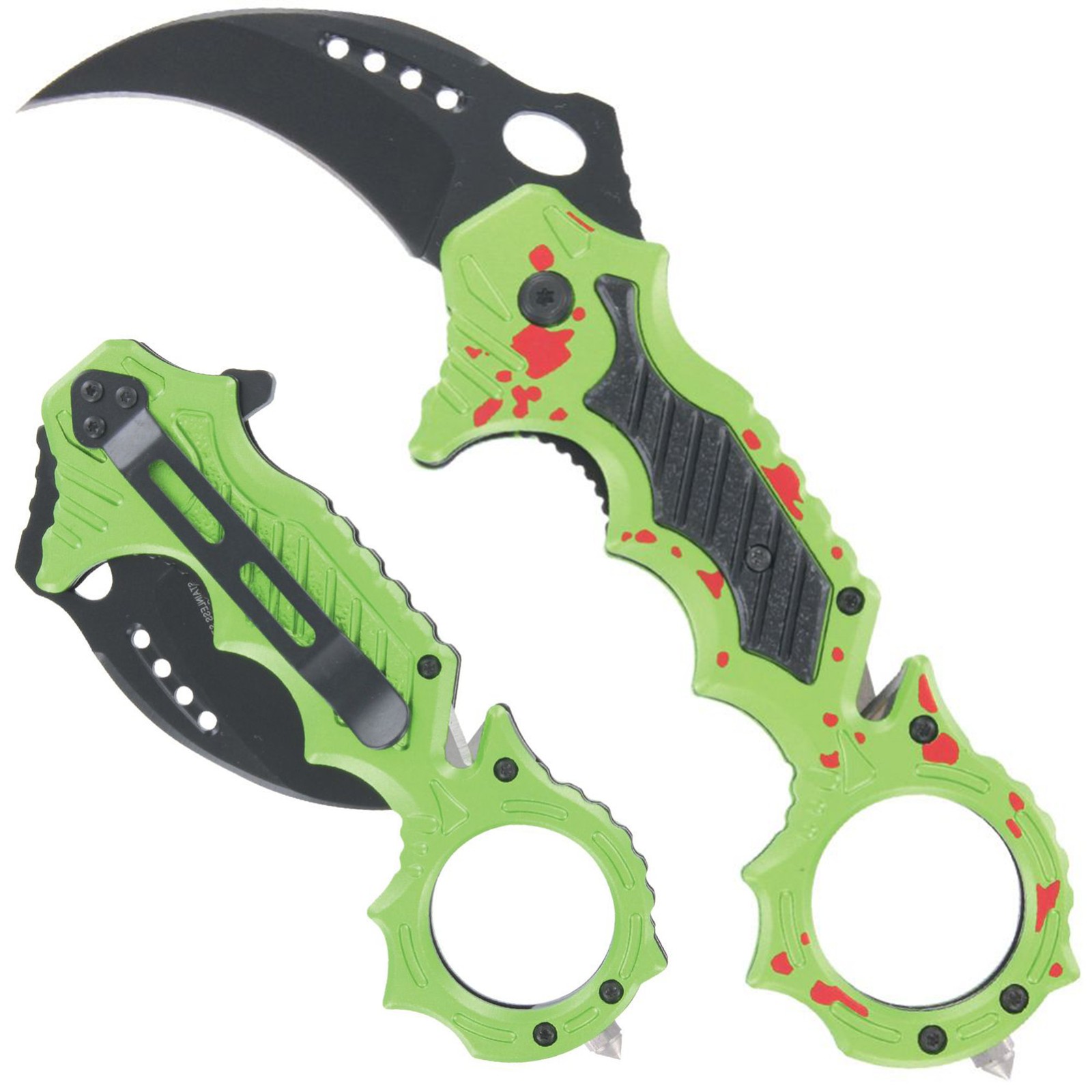 Spring Assisted Karambit Pocket Knife EDC Tactical Hawkbill Zombie Green Folding Spring Assisted Karambit Pocket Knife EDC Tactical Hawkbill Zombie Green Folding