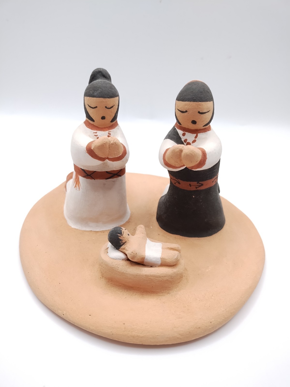Authentic Mona Teller Isleta Pueblo Native American Pottery Nativity Scene