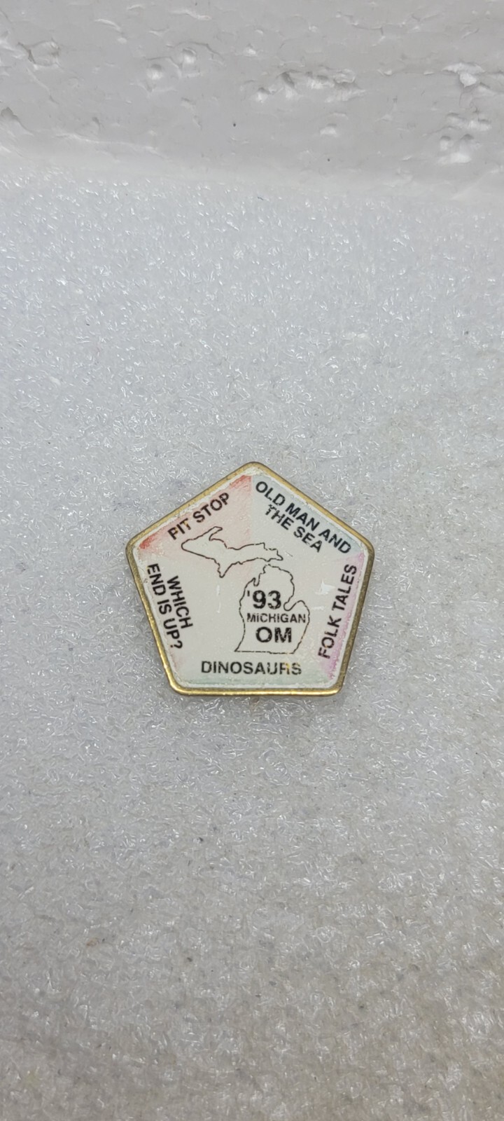 Vintage Michigan OM Odyssey Of The Mind 1993 OOTM Lapel Pin Black & White