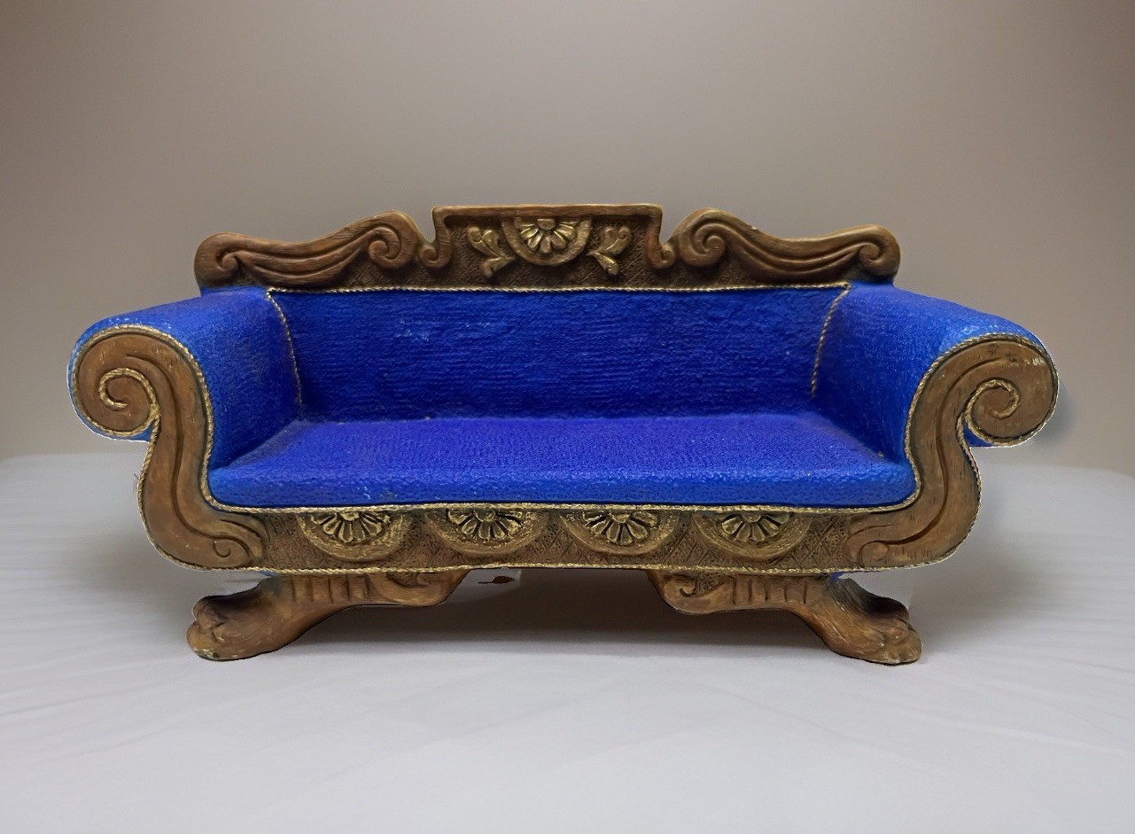 Vintage Stone Critters Miniature Empire Settee Blue SC-964 Dollhouse Furniture
