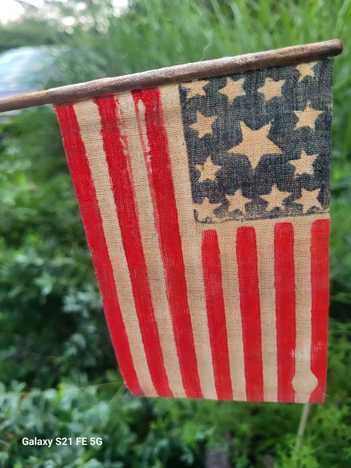 Antique Old US Early 13 Star Medallion Parade Flag Civil War Centennial 1876 19c Antique Old US Early 13 Star Medallion Parade Flag Civil War Centennial 1876 19c