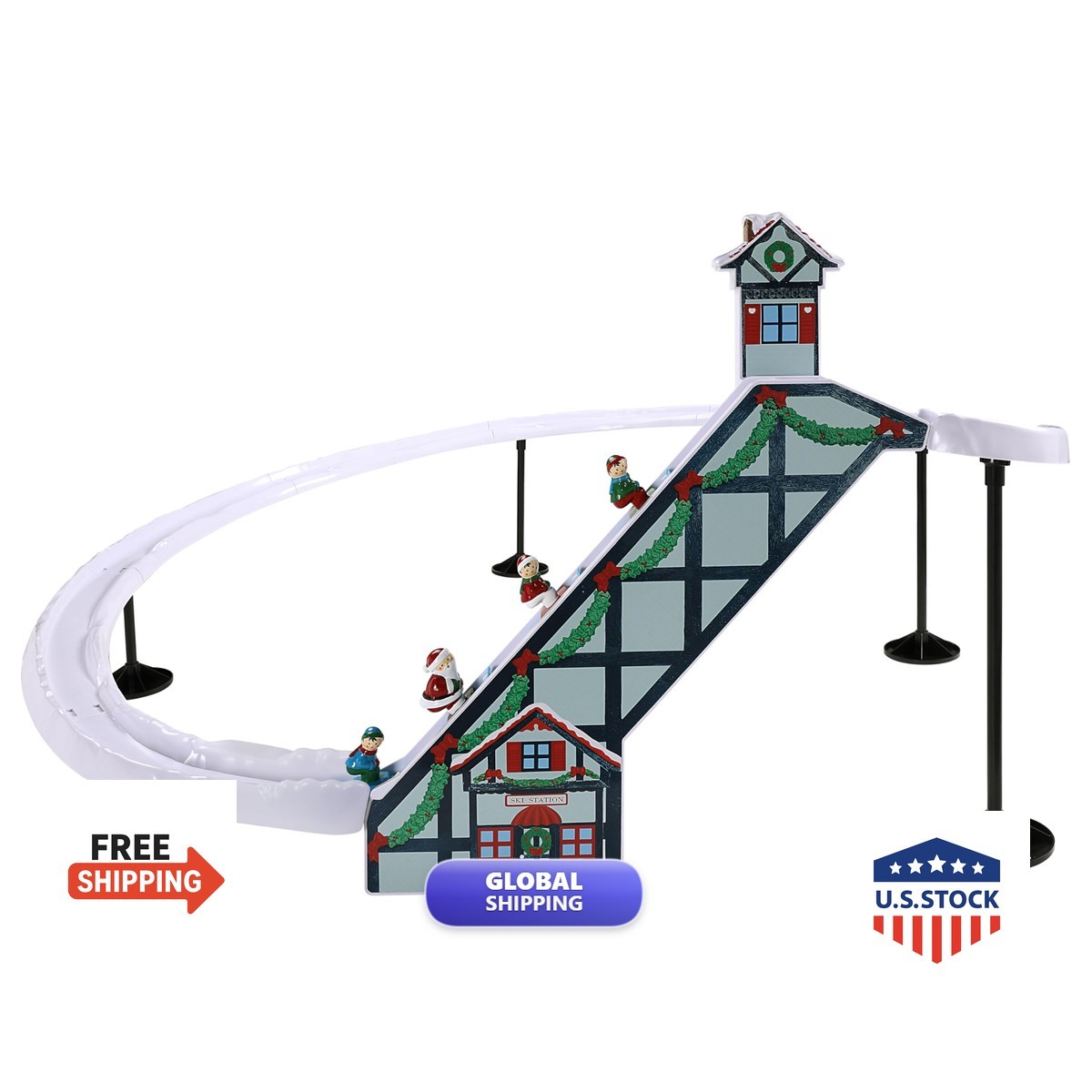 Mr. Christmas 13086 Animated Santa\'s Ski Slope 47 in. Musical Moving Skiers