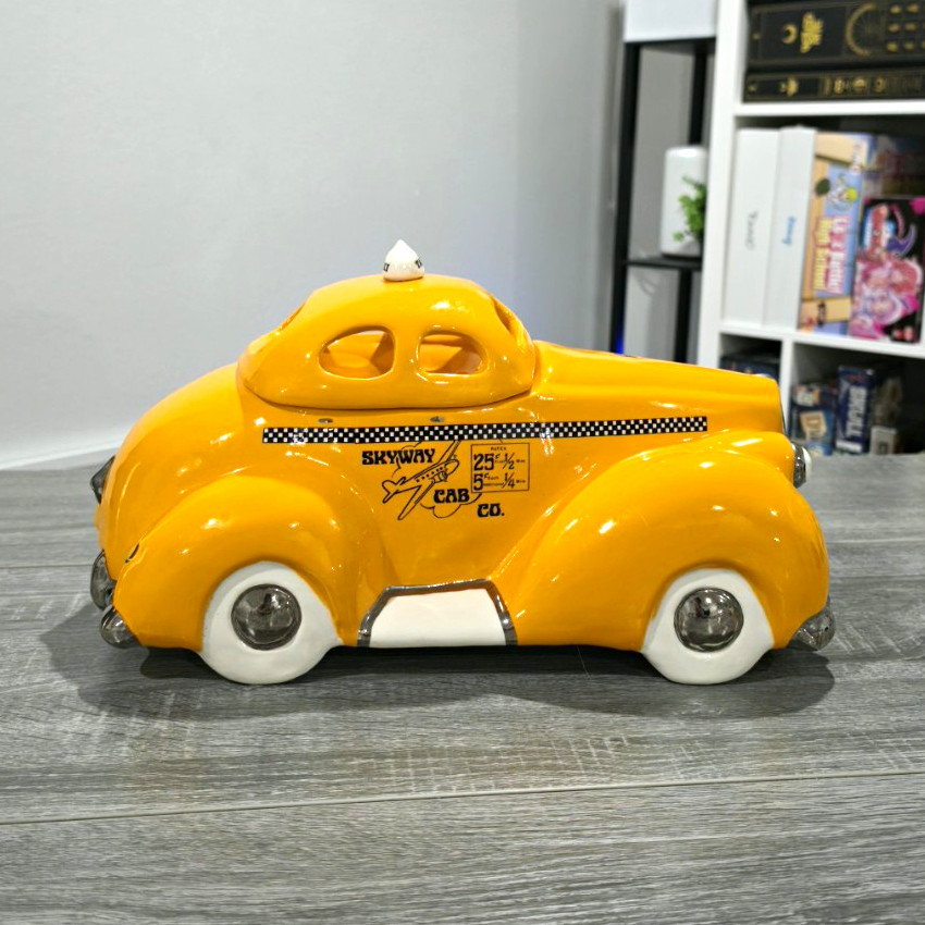 RARE VINTAGE Glenn Appleman Yellow Cab Cookie Jar - Signed 1979