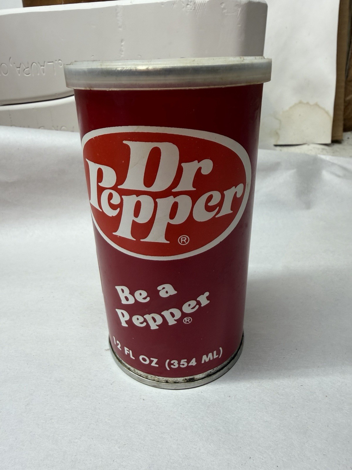 Vintage Be a Pepper DR Pepper Promotion Coin Bank Can w/ Tshirt