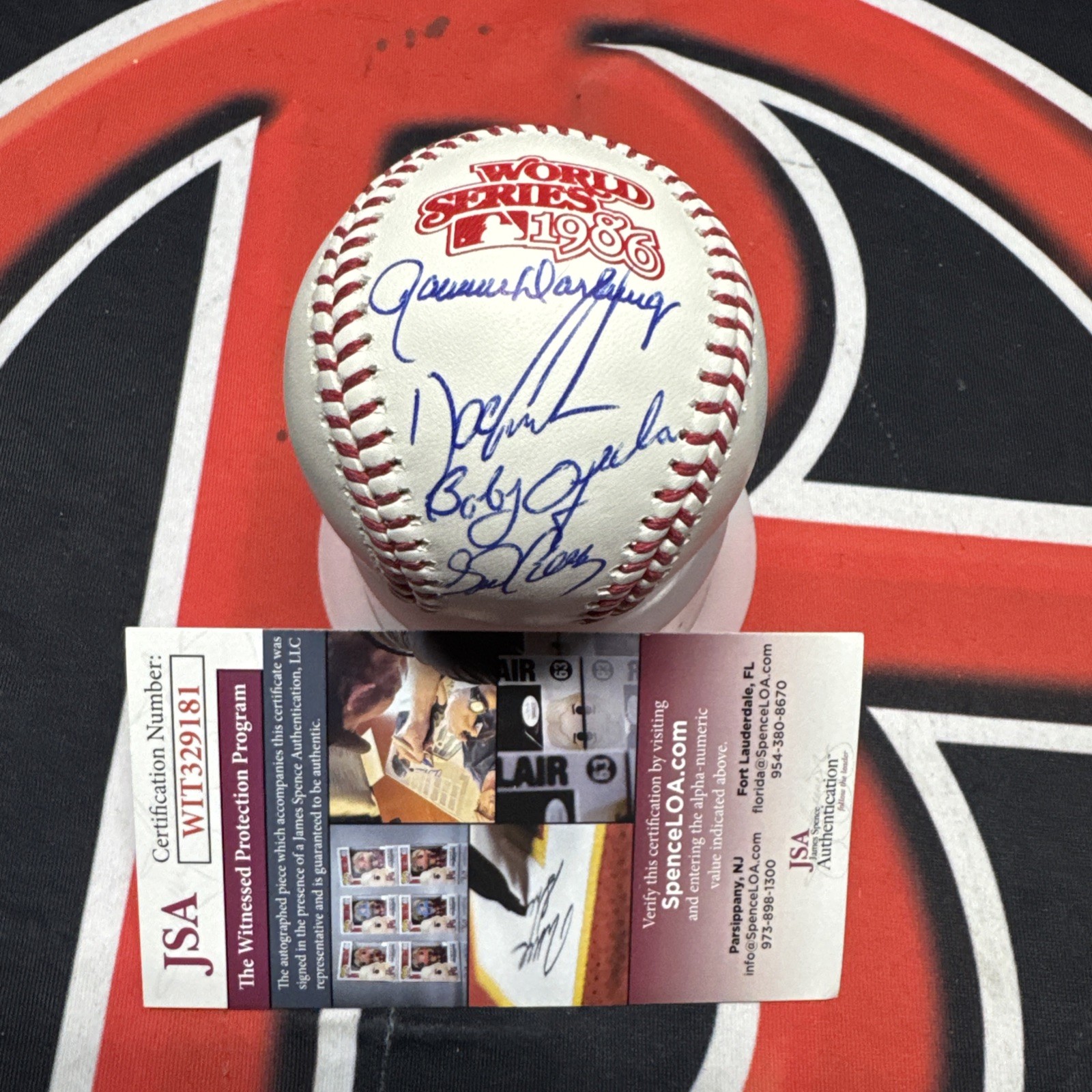1986 WS New York Mets Starting 4 Inscribed OMLB Baseball JSA All Four Signed