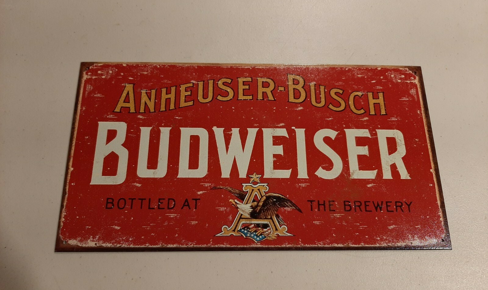 Tin Signs Budweiser Weathered 1283 Measures approximately 8 1/2\
