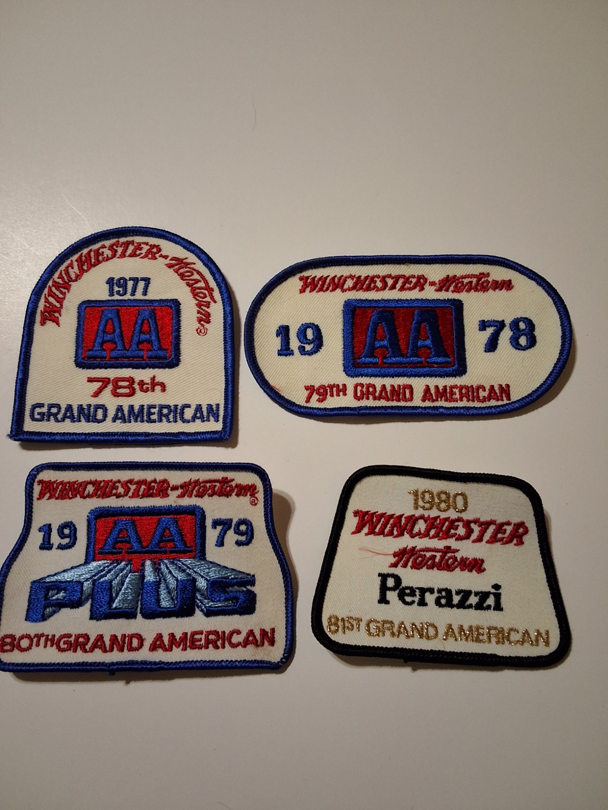 WINCHESTER WESTERN GRAND AMERICAN IRON ON PATCH 1977-1980 VINTAGE 4 PATCH LOT WINCHESTER WESTERN GRAND AMERICAN IRON ON PATCH 1977-1980 VINTAGE 4 PATCH LOT