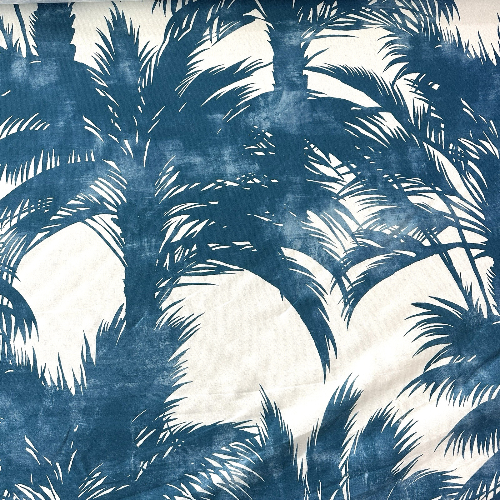 Scalamandre Palm Print Turquoise on White Large Scale Tropical Tree 56\