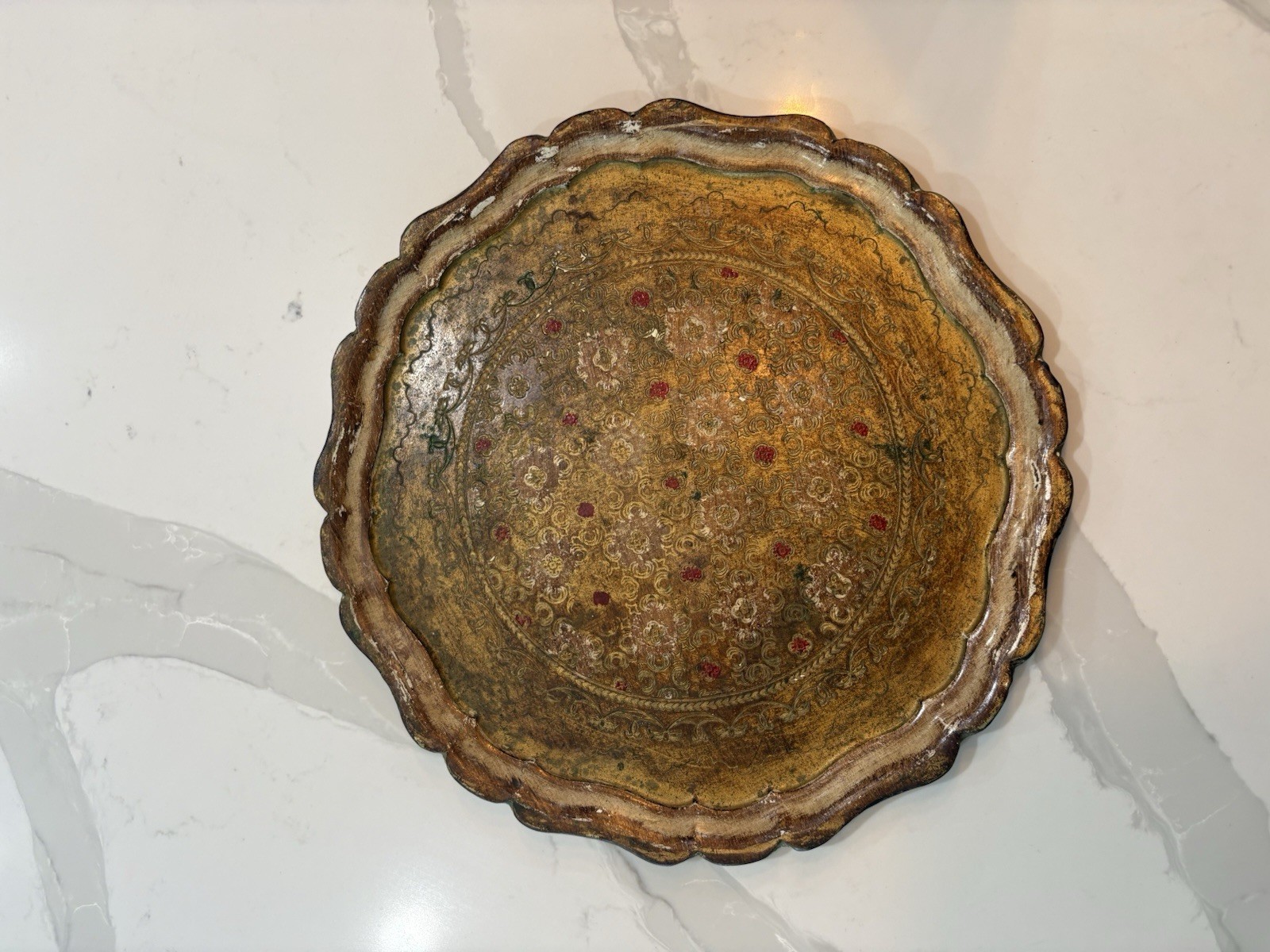 Vintage Italian Florentine Wooden Tray 