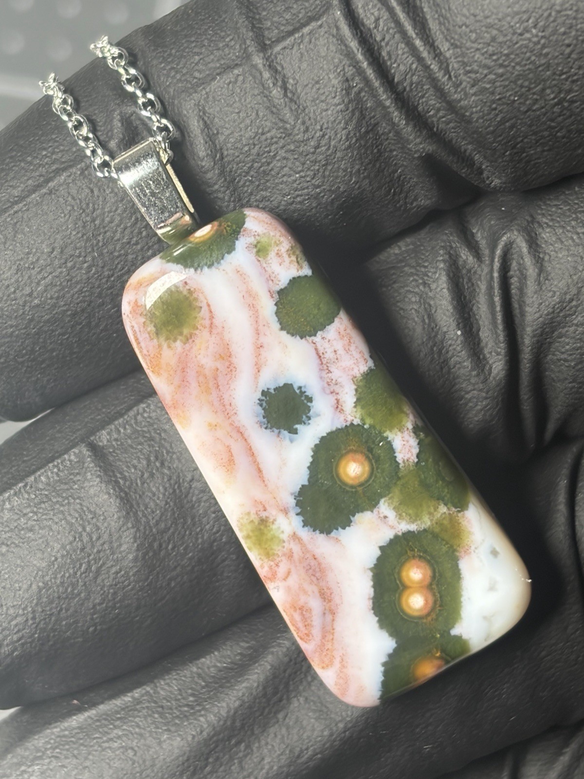 Beautiful Ocean Jasper Pendant Handmade Jewelry Old Stock Orbs