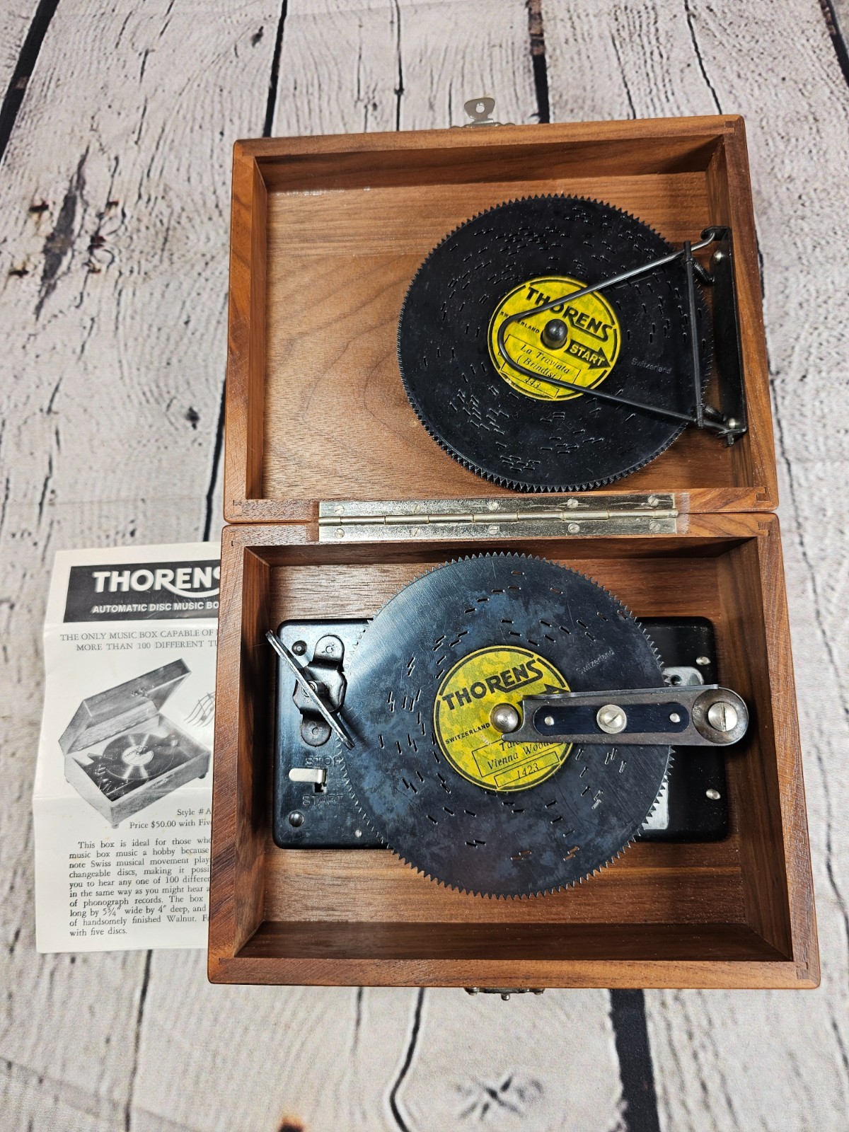 Vintage Thorens Switzerland AD30 Automatic Disc Music Box Walnut Case 5 Discs Vintage Thorens Switzerland AD30 Automatic Disc Music Box Walnut Case 5 Discs