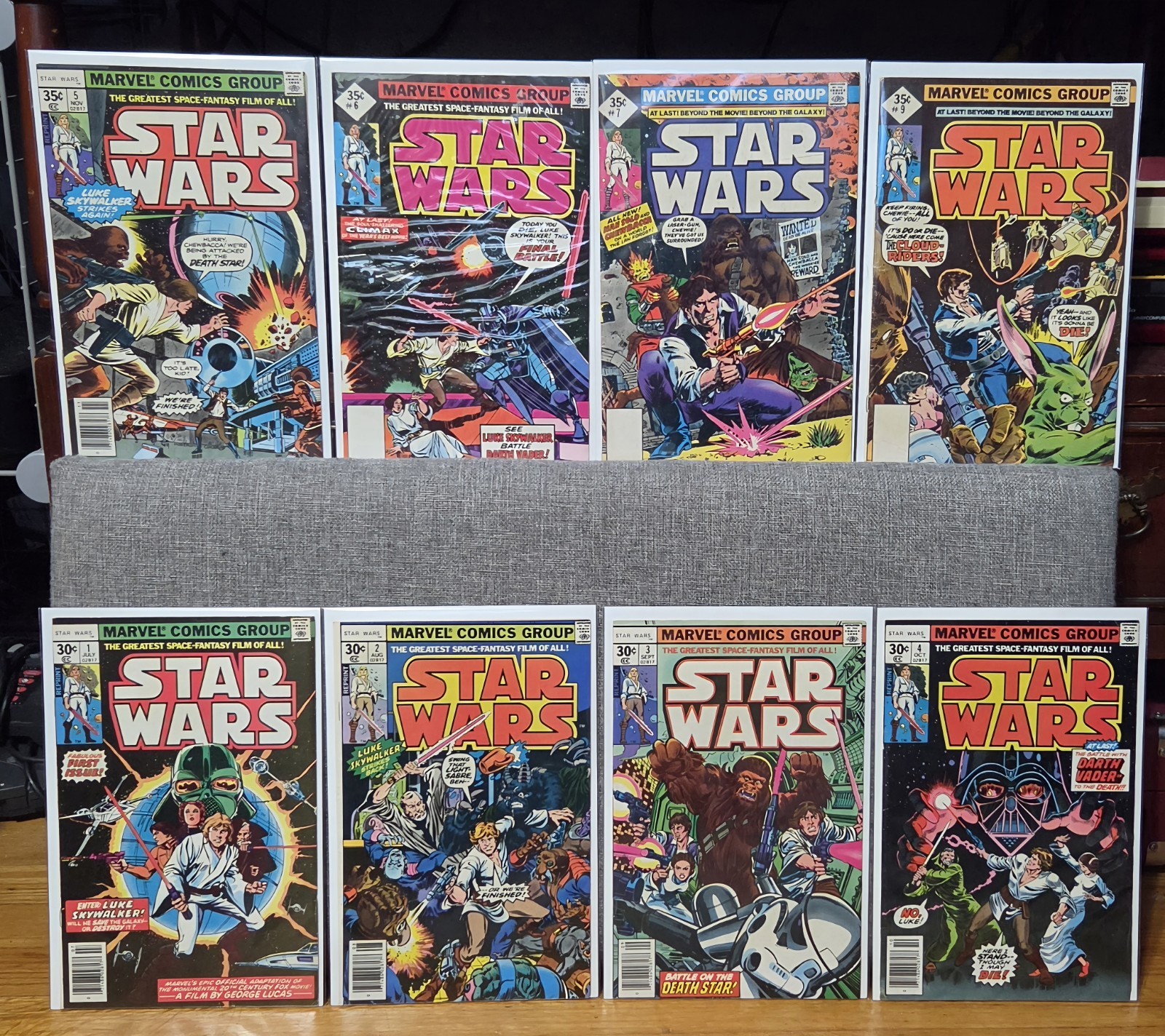 STAR WARS 1 LOT OF 8 Marvel Comics 1-7 & 9 Newsstand Reprint Whitman Variants STAR WARS 1 LOT OF 8 Marvel Comics 1-7 & 9 Newsstand Reprint Whitman Variants