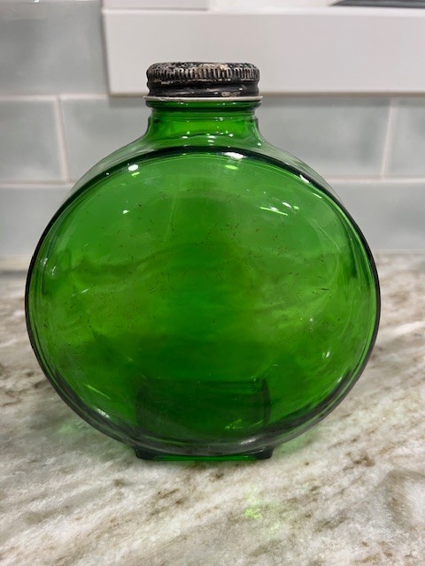 Vintage Green Glass Bottle For Sunsweet Prune Juice 1930\'s With Cap Heavy