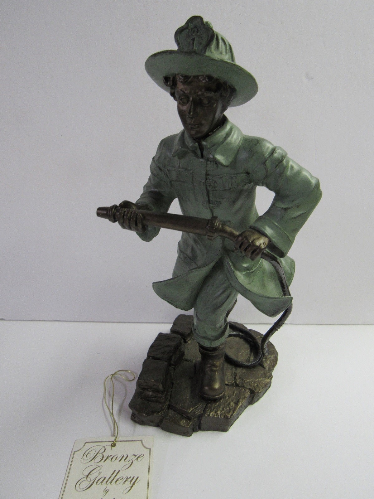 New Berkeley Designs Fireman With Hose Figurine Faux Bronze MWT 