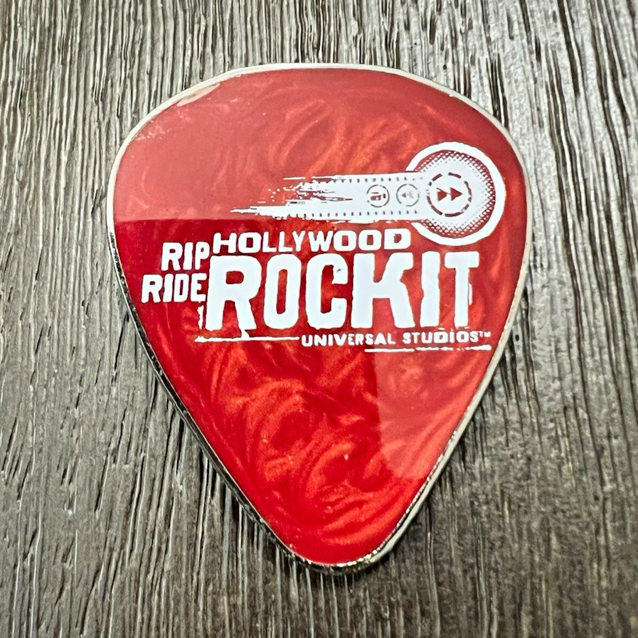 *VERY RARE* Universal Studios FL - Rip Ride Rockit Guitar Pick Shape Trading Pin
