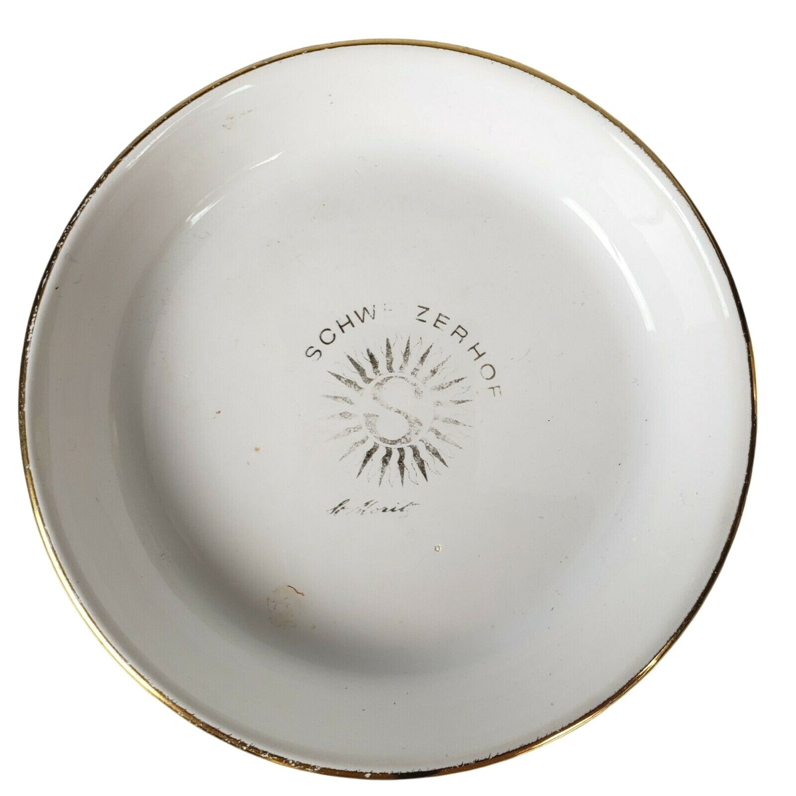 Fuhrmann Neuchatel Ashtray Hotel Schweizerhof Porcelain China Dish MCM Euro Vtg