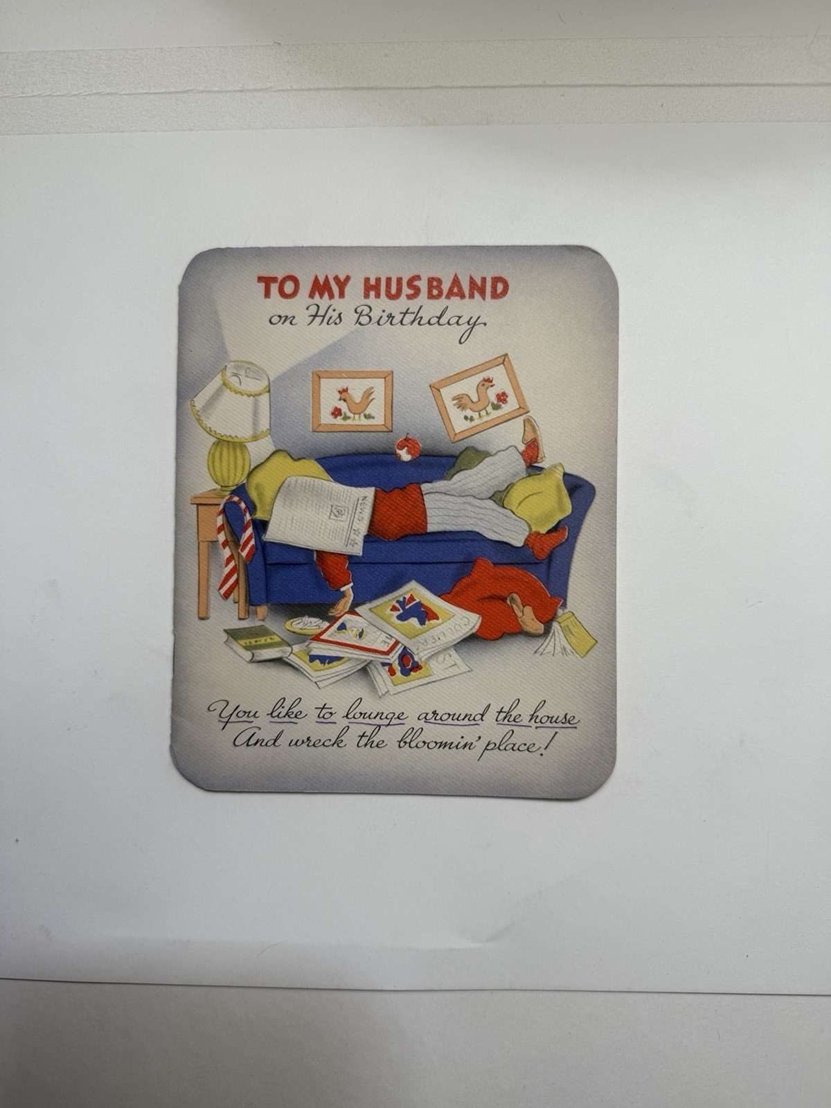 Vintage Mid-Century Fold-Out Birthday Card – Humorous Domestic Theme – 1950s