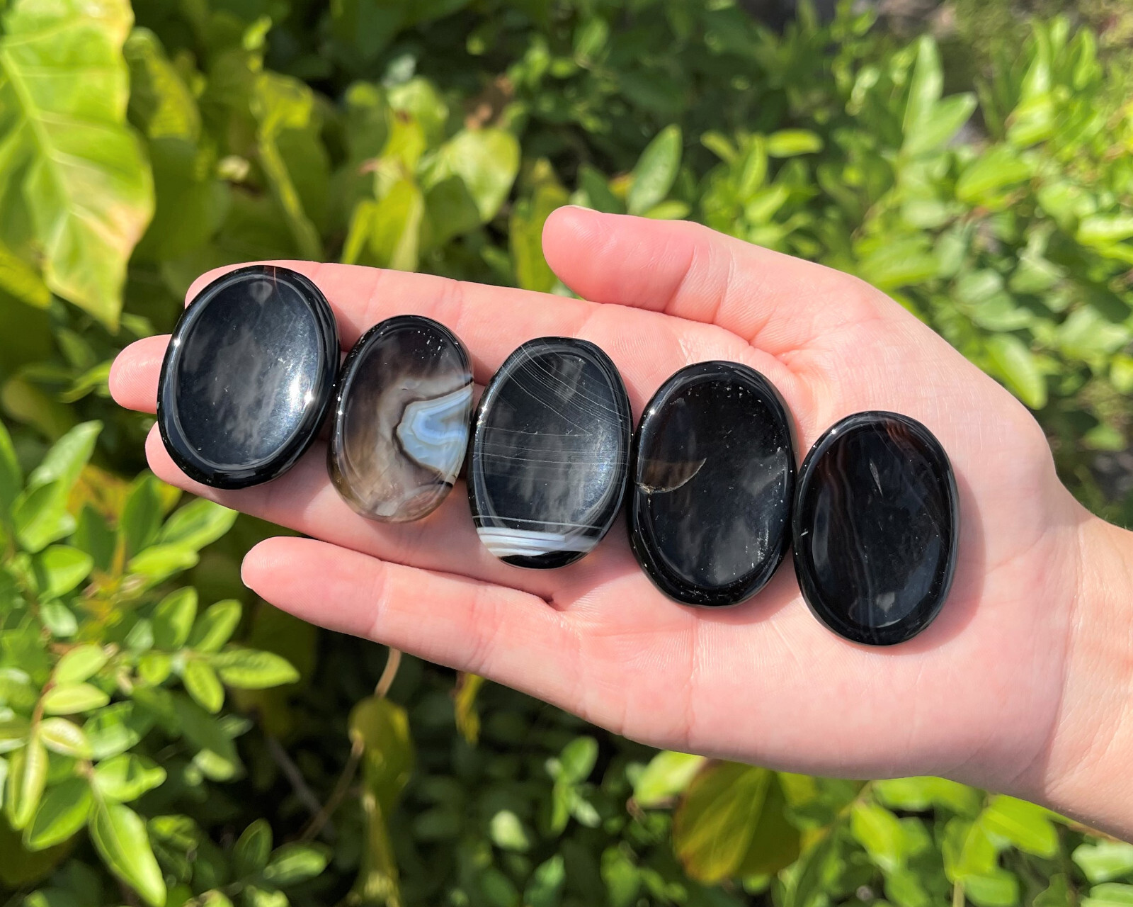 Black Onyx Worry Stone (Polished Gemstone, Black Onyx Crystal Pocket Palm Stone)