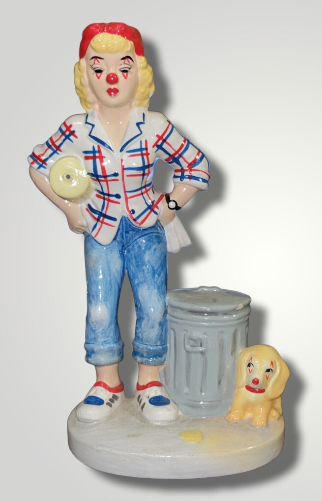 Rare Papel Judi\'s Pastime Just For Laffs Rockabilly Girl Clown With Clown Dog 