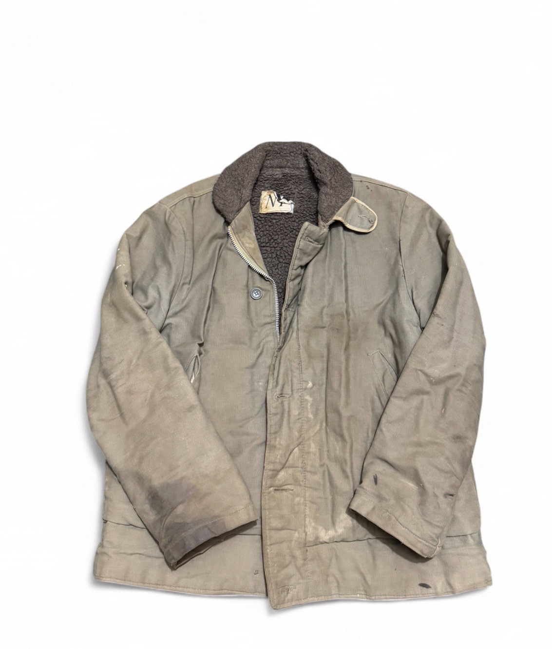 Vintage 1950s N-1 Civilian Deck Jacket Military Olive Green