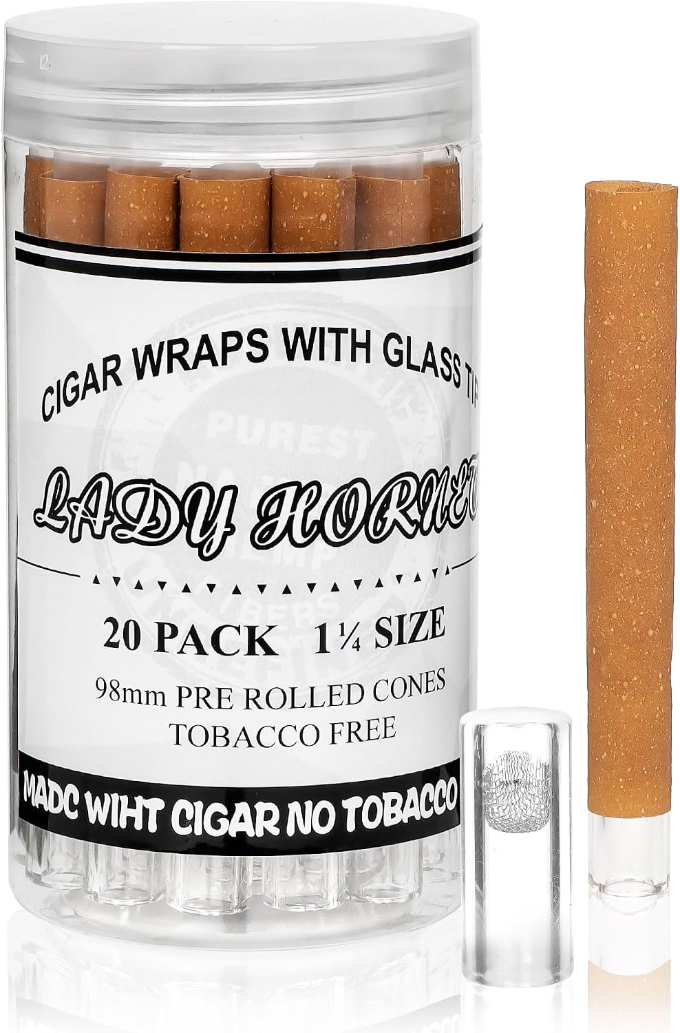 20 Pack Pre Rolled Cones With Glass Tips, King Size Pre Roll Tube Cone Rolling P 20 Pack Pre Rolled Cones With Glass Tips, King Size Pre Roll Tube Cone Rolling P