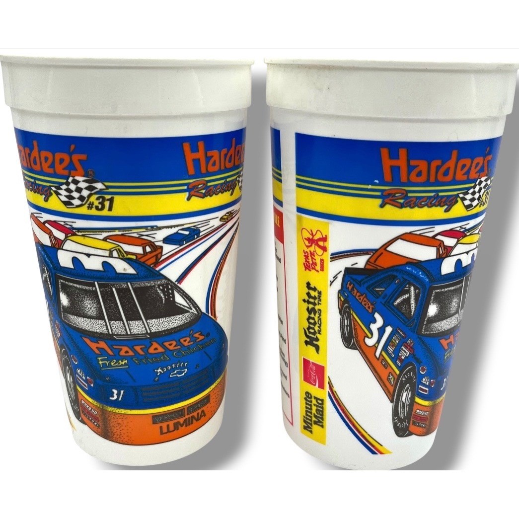 Vintage 1994 Hardees Racing #31 Ward Burton NASCAR Winston Cup Plastic Cups Set