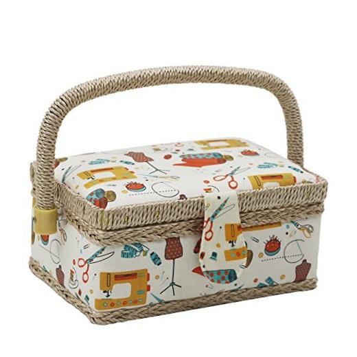 D&D Sewing Basket with Sewing Kit Accessories, Small Sewing Box for Kids,