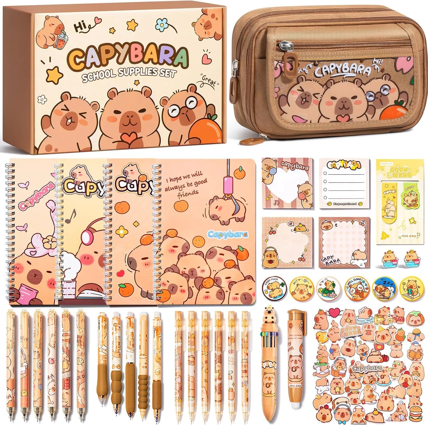 Kids School Supplies for Girls, 36PCS Capybara Stationery Set Kids School Supplies for Girls, 36PCS Capybara Stationery Set