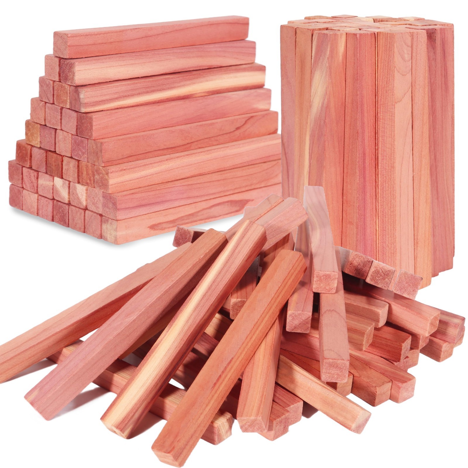 100PCS Cedar Block for Clothes Storage, 100% Aromatic Red Cedar Wood Sticks Chip 100PCS Cedar Block for Clothes Storage, 100% Aromatic Red Cedar Wood Sticks Chip