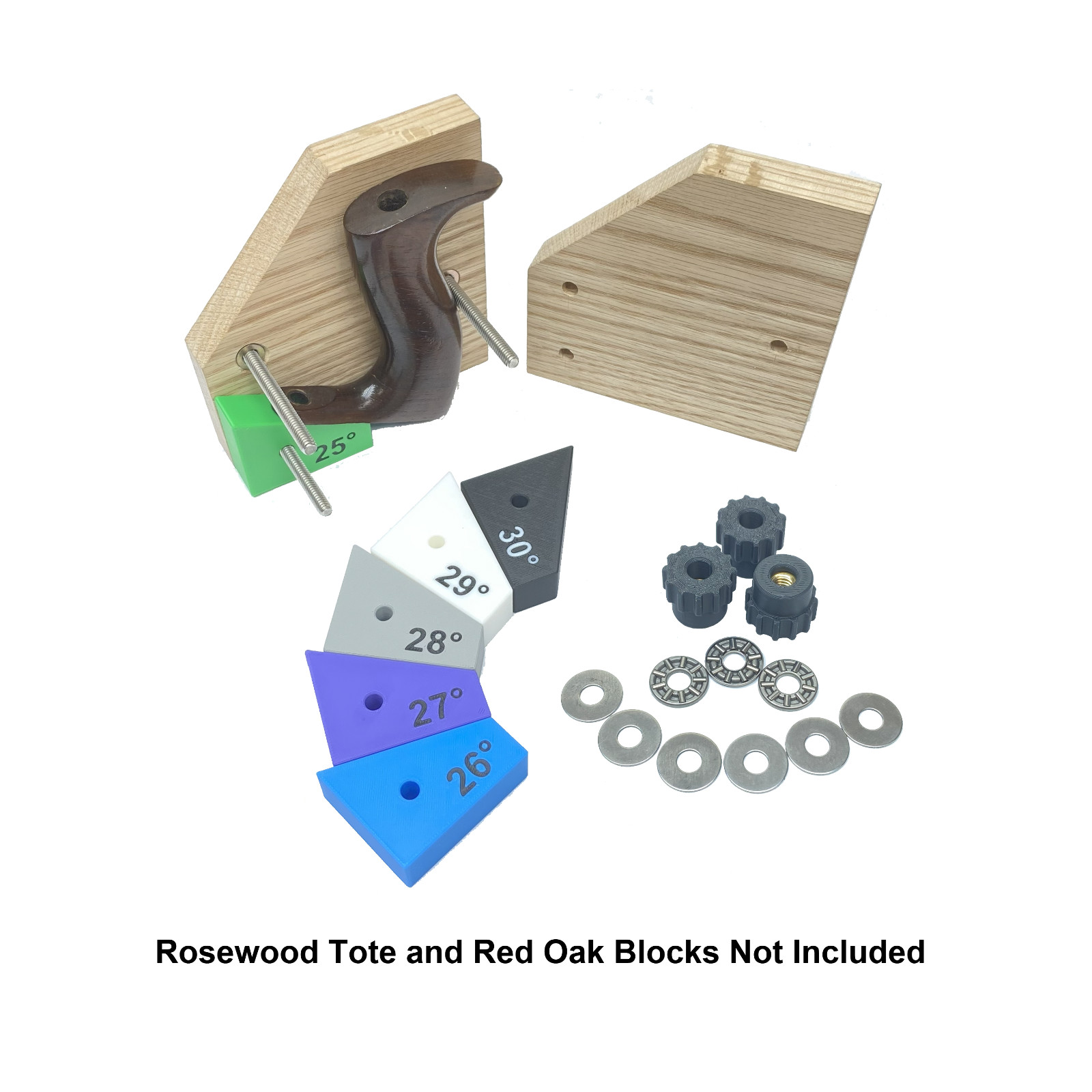Stanley Plane Tote Drilling Jig Angle Blocks w/Knobs, Screws and Thrust Bearings