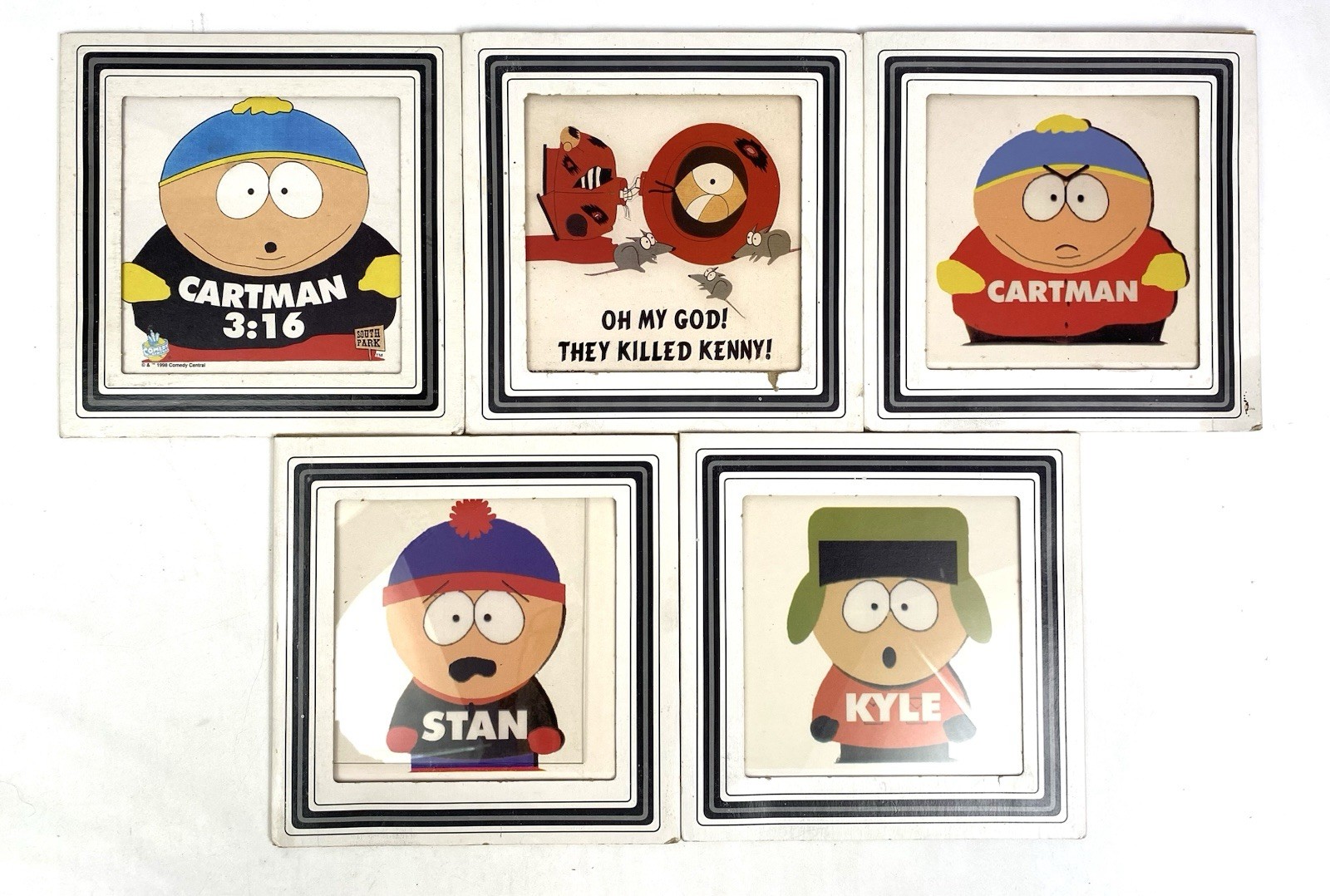 NICE Vintage Lot of 5 ~ 1998 Comedy Central ~ South Park Carnival Prize 8x8”